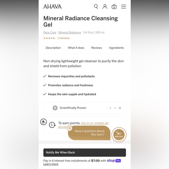 NWT Ahava Mineral Radiance 3.4 oz Cleansing Gel (Out Of Stock Online) - Picture 8 of 8